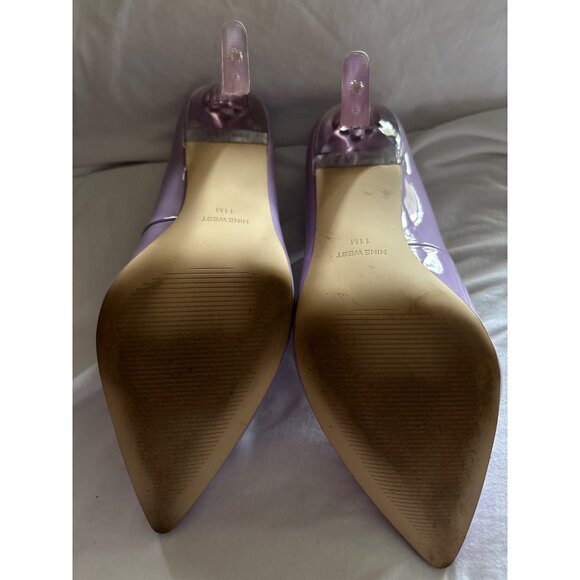 Lilac Patent Leather Pointed Toe Heels With Transparent Block Heel Size 11 - Picture 5 of 11